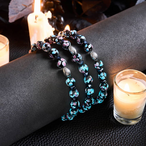 Black Orchid | .925 Sterling Silver | Firefly Glass Blossom Bracelet